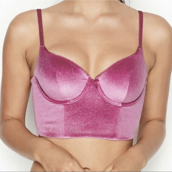 Victoria's Secret Other - Victoria's Secret Body By Victoria Pink Sparkle Bustier Top Size 38D